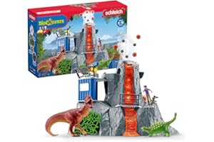 schleich 42564 Duża ekspedycja na wulkan, od 4 lat, DINOSAURS - Zestaw do zabawy, 46 x 44 x 36 cm
