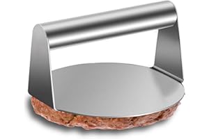 Hmfmdy 304 Stainless Steel Smash Burger Press, 5.5" Round Non-Stick Grill Press, Professional Bacon Steak Press Accessories Kit, Heavy Duty Burger Smasher for Flat Top Griddle Cooking Steaks BBQ