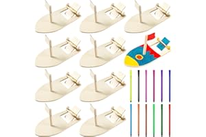 YOUNGSAY 10 Pezzi Barca a Vela in Legno Fai-da-Te, Barca Dipinta Fai da Te per Bambini, Modellino Barche in Legno con 12 Penna ad Acquerello per Promuovere il Pensiero Creativo nei Bambini