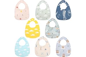 Vicloon Baberos de Bebé, 8Pcs Baberos Impermeable para Bebé Ajuste para recién Nacidos y niños pequeños Unisex de 0 a 36 Meses