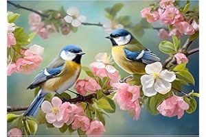 MXJSUA DIY Diamond Painting Kits for Adults Birds and Blossoms Diamond Art Paint with Round Diamonds Full Drill Gem Art Painting Kit for Home Wall Decor 30x40cm