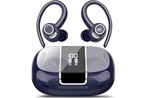 Csasan Ecouteurs Bluetooth sans Fil Sport, 48H Écouteurs Bluetooth 5.3 avec CVC8.0 Antibruit, IP7 Étanche Oreillette Bluetooth Contrôle Tactile, Écran LED Casque Bluetooth Bleu Foncé
