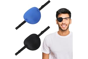 JJUNW Regulowana opaska na oczy 3D, 2 sztuki, medyczna opaska na oczy dla dorosłych i dzieci, piratów, medyczna plaster pod oczy piratów, do lewego prawego oka, niedowidzenie (czarno-niebieska)