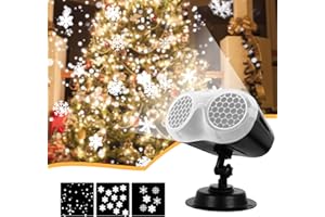 Christmas Lights, UNIFUN Upgrade Dynamic Snowflake Projector Lights, Snowfall Light Show, Waterproof, for Christmas, Halloween, Party, Wedding and Indoor, Outdoor Decorations…