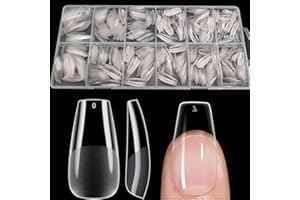 XIAOHEBAN 600 pcs Capsule Americaine Ongle Ballerine Moyen-10 Tailles, Capsules Ongles Gel Transparentes, Ongles Pose Americaine Couverture ComplèTe Pour DéButant De Manucure Et Diy Nail Art At Home