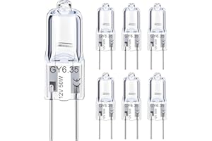 VIIVUU Ampoule Halogène GY6.35 12V 50W,Dimmable GY6.35/G6.35 Ampoules Halogenes 2700K Blanc Chaud Lampe,Intensité Variable 650Lm Lampes Pour Lustre, Lampe de Bureau,Paysage Éclairage, Lot de 6