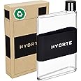 Hydrte | The Flat Water Bottle | Leakproof Flat Water Bottle | BPA Free Plastic | The Ultimate Handbag Thin Water Bottle | Fits Into Any Bag (480ml, Nero Black)