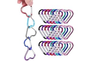 MsTeco Karabiner Herz, 24 Stück kleine Karabinerhaken Mini Karabinerhaken Set Aluminium Schlüsselanhänger Karabiner für Wandern,Berge besteigen,Camping,Angeln