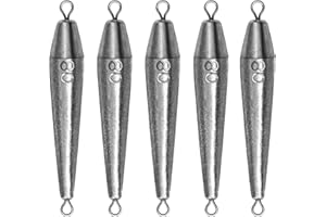 THKFISH Plomo de pesca, pesca en línea, pesos de pesca de doble anillo, plomo torpedo para agua dulce y salada, 1 oz-3,5 oz, juego de plomo de pesca, plomo Dropshot plomo, plomo de pera