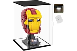 Nonemey Vitrina Acrílica Transparente con Luz de Control Remoto para Colecciones, Antipolvo Expositor Metacrilato Caja Organizadora para Modelos, Vitrina para Colecciones(Negro, 20*15*35 cm)