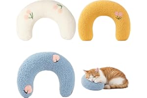 YyiFcg 3 Stück Katzenminze Kissen, Kissen für Katzen HundeU-förmiges Kissen zum Schlafen, Haustierkissen Katzenkissen Plüsch Haustierspielzeug zum Schlafen Katze Kuscheltier für Ausruhen, Spielen