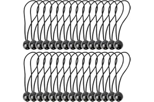 YUZHOU 30Pcs Tarpaulin Bungees Balls Black Bungee Cord with Ball Toggle Ties for Gazebo Tent Flag Canopy