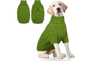 Hjumarayan Hundepullover Grosse Hunde - Hundepullover mit Geschirrloch Pullover Hund Warme Strickpullover Hundepulli Winter Hundepulli mit Beinen Pullover für Große Hunde (Grün XXL)