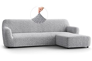 PAULATO BY GA.I.CO. PAULATO - Copridivano Penisola Destra (visto dal fronte) in Microfibra con Fantasia, Bielastico Antigraffio Lavabile in Lavatrice, Certificato OEKO-TEX, Disegno Venezia Grigio - Made in Italy