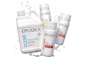EPODEX Epoxidharz Set ECO Serie | Klares Epoxy Resin für Gießhöhen bis 1cm, 5cm oder 10cm | Resin Gießharz Set Beschichtungen, Kunst, Handwerk, Vergüsse, River-Tische, Lampen, Schmuck und mehr