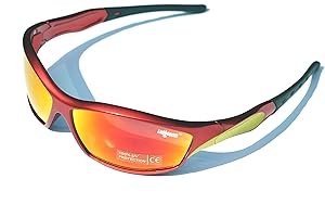 Ladgecom [ Fire & Ice Sports Sunglasses with Revo Lens, Hard Case, Cleaning Cloth & Head Strap
