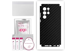 apgo Rückseite + Seiten Schutzfolie, Skin, kompatibel mit Samsung Galaxy S22 Ultra, Hinten Displayschutzfolie aus Vinylfolie, kratzfest, einfache Montage - Schwarzer Kohlenstoff