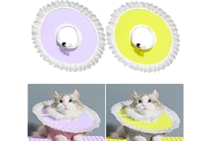 COZYPLC 2 Pcs Soft Cat Head Cone Collar Purple and Yellow Small Pet Surgery Collar Canvas Cat Recovery Cone for Pet Medical Healing Anti Lick
