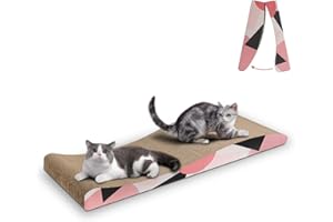 Comsaf Tappetini Tiragraffi per Gatti Grandi, 70cm Tampone Antigraffio Graffiatoio in Cartone per Gatto, Pannello Ondulato Gioco Collassabile, Supporto per Il Riposo, Collassabile