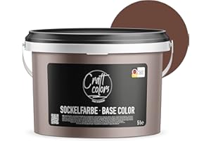 CRAFT COLORS Sockelfarbe 5L Dunkel Braun | hochwertige Farbe für Beton, Mauerwerk, Kellerwand, Fassade & Dachflächen | Nassabriebklasse 1 | Made in Germany |Wetter & UV-Beständig