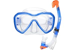 Dorlle Máscara de Buceo para niños Juego de Buceo Máscara de Snorkel con Premium de 3 Canales y Gafas de Buceo antifugas y antivaho Juego de Snorkel Profesional