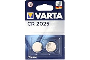 Varta Pila de botón de litio de 3 V Electronics CR2025, pilas de botón en un blíster original de 2 unidades