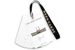 Deen Cards Umrah Guide Book - 32-Page Pocket-Size Guide With Lanyard - Includes Duas and Supplications - Durable 400gsm Cards