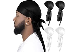 CINY Silky Satin Durag, Atmungsaktive Soft Durag mit Langem Schwanz Beanies Mütze Unisex Für Männer Und Frauen Bandana Seide Schlafmütze Piratenhut Motorhaube Träger Kopfwickel
