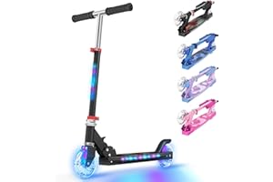 ‎TONBUX TONBUX Roller Kinder 6 Jahren, Kinder Roller mit Cool Beleuchteten Stangen, Rädern und Deck, 3-Stufig Höhenverstellbarer Kinderroller, Faltbarer Leichter Scooter Kinder von 5 bis 12 Jahren