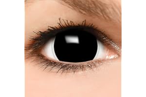 FUNZERA MAXI SCLERA BLACK Lentes de contacto de color, sin dioptrías, extra grandes para Halloween, disfraz oscuro