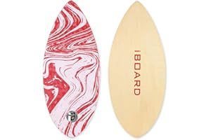 iBOARD 36” Skipper Skimboard with High Gloss Coat Wooden Skim Boards for Kids, Beginners, Teenagers and Adults Beach Skimboard 3 Color Traction Pad to Choose
