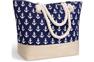 Zusentee Sac de Plage,Sac de Plage Femme,Sac de Plage XXL Extra Large Famille,Grande Capacité Sac de Plage Sac de Plage Imperméable à Rayures