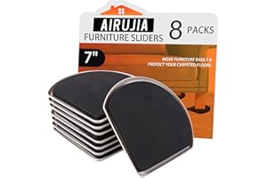 AIRUJIA 7 pouces patins réutilisables pour tapis, patins pour meubles, déplacement sans effort et protection de la moquette et du parquet beige (8 pièces)