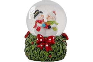 Globo de Nieve Musical navideño de Celebright - Reproduce 8 Canciones, Incluyendo cascabeles y se Ilumina con Colores LED cambiantes - Grande 14 cm (Mr & Mrs Snowman)