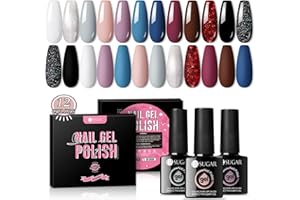 ‎UR SUGAR UR SUGAR UV Nagellack Schwarz Weiß, 12 Farben Shellac Nude Gellack UV Farbgel Set Braun Glitzer Gel Nagellack Starter Set für Nagelstudio Nagel Gelnägel Set mit Geschenkbox Maniküre Set Weihnachts Set