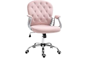 Vinsetto Office Chair, Swivel Desk Chair, Velvet Vanity Chair with Adjustable Height and Rolling Wheels for Home Work Study, Pink