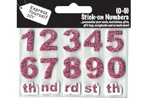 Numbers 0-9 (Pink) Age Topper - Self Adhesive Greeting Card Craft Embellishment Sticker Set for Card Making, Gift Wrapping, Scrapbooking, Paper Crafts and DIY Projects - Express Yourself MIP