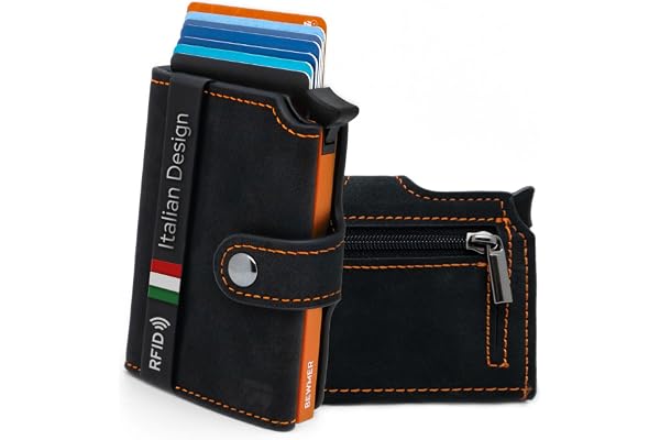 BEWMER Porte Carte de Crédit 2 Blindé | Portefeuille Slim pour Homme et Femme avec Protection RFID Anti-clonage | Porte Carte et Billets avec Porte-Monnaie