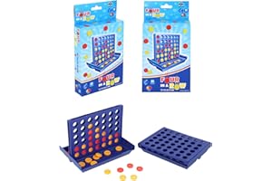 HENBRANDT 1 x Travel Size Four in a Row Line Connecting Game 13cm Mini Strategy Game 4-in-a-Line with 42 Discs Portable Family Fun Games Birthday Gift Stocking Fillers for Boys and Girls