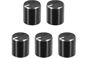 QUARKZMAN 10mmx10mm Potenciómetro Perilla x 5uds Aluminio Rotatorio Electrónico Control Moleteado Eje Volumen Control Perilla para equipo de audio/guitarra, [Negro]