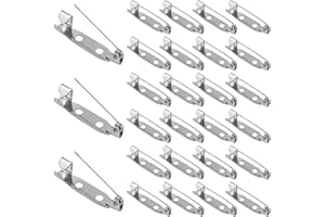 Gunwon 50PCS Silver Brooch Pins, 25mm Classic Style, Metal with Secure Back Clasp