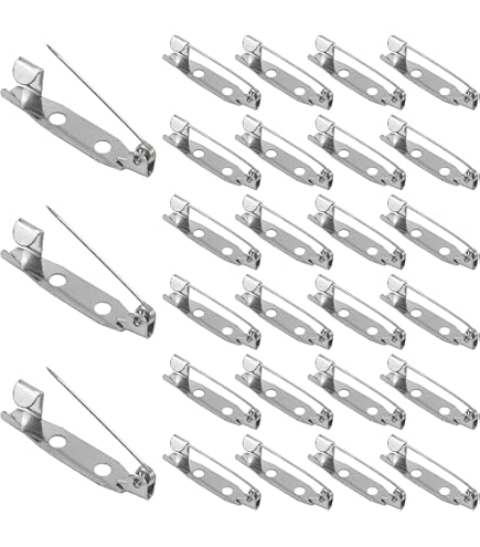 Spille Di Sicurezza Autoadesive - 50 Pezzi, 31mm, Per Badge, Gioielli, Etichette Nome (Colore Bianco)