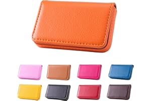 Waylipun Business Card Case, PU Leather Premium Business Card Holder with Magnetic Closure, for Gentle Storage of Your Card, Business Card Case for Men and Women, orange, Elegant