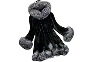 L9WEI Damen Pelzmantel Elegant Wintermantel Warme Kunstpelz Flauschige Winter Mantel Frauen Kuschelig Fellmantel mit Kapuze