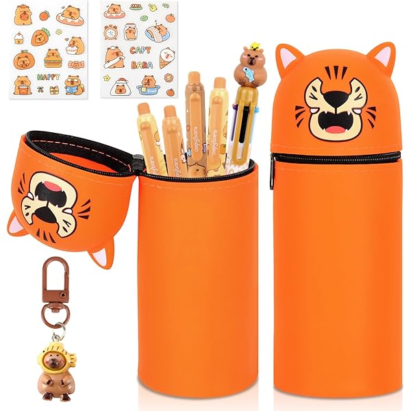 Regalo Escolar Original Legami Estuche Estuche Escolar De Tigre Kawaii - Silicona Suave 2 En 1, 19cm Estuches De Panda Kawaii Regalo Niño Niña Divertido