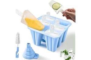 MICACORN Ice Cream Molds, Ice Lolly Mold with 6 Cavities Silicone Popsicle Mold with Sticks, Reusable & Easy to Release Popsicle Moulds BPA Free Food Grade Ice Pop Maker for DIY Ice Popsicle Ice Cream