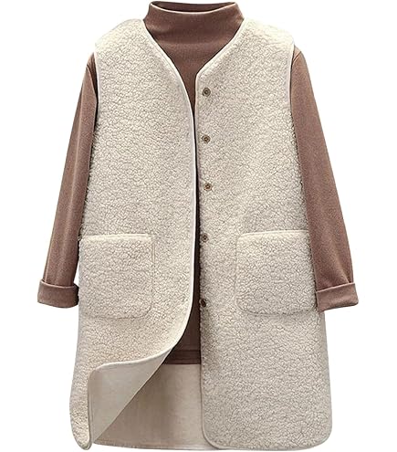 Chaleco Largo De Lana Para Mujer - Estilo Coreano, Puntada Abierta | Sin Mangas, Holgado | Para Otoño, Elegante Y Cómodo