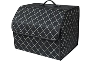 ‎ERGOCAR Ergocar Kofferraum Organizer Luxus-PU-Leder Aufbewahrungstasche Organizer Wasserdicht Faltbar Kofferraum-Tasche für Auto/LKW/SUV (Schwarz-M)