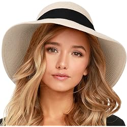 Chapeau De Paille Femme Pliable Bohème - Bord Large 10 Cm, Circonférence 56 Cm, Tissu Respirant, Pour Plage, Vacances