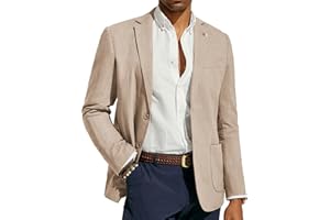 PJ PAUL JONES Men's Linen Blazer Modern Casual Jacket Sporty Regular Fit 2 Buttons Business Suit Jackets